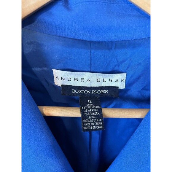 Boston Proper Andrea Behar 12 Blazer Jacket Blue Embroidered Crest Gold Buttons - Picture 3 of 4